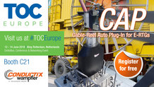 Conductix-Wampfler showcases CAP – Cable-Reel Auto-Plug-In solution for E-RTGs at TOC Europe